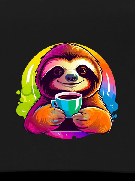 Cute sloth drinking coffee
