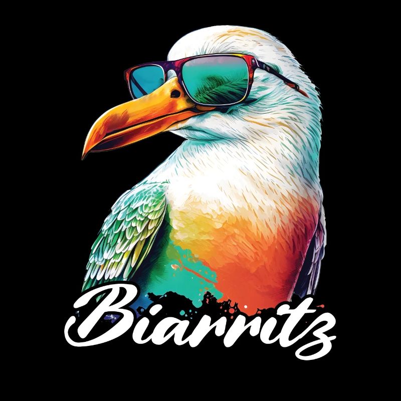Biarritz vacances mouette colorée fraîche avec lunettes de soleil