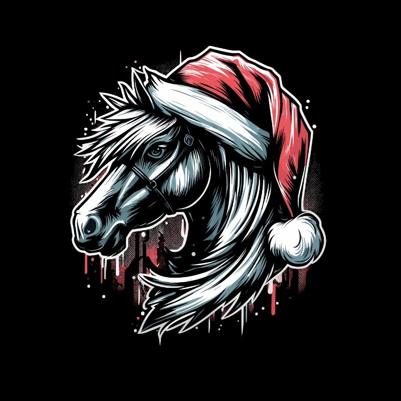 Cheval de Noël tête de cheval Graffiti Style