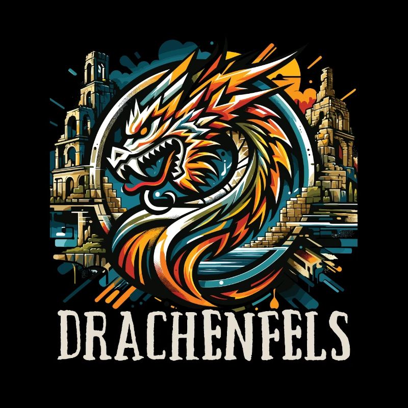 Dragon Tête de Dragon Logo Ruine Drachenfels