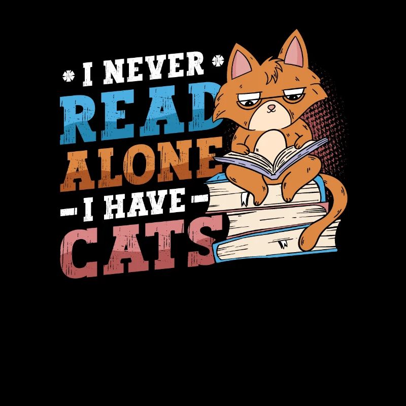 Bookworm reading books, cats.