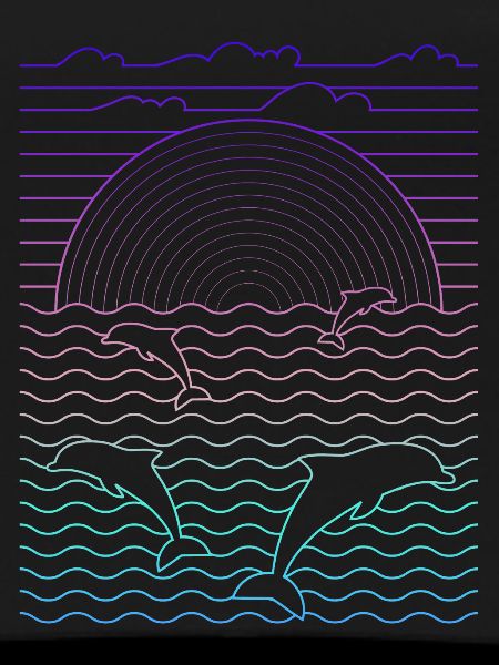 Sea & Dolphins (Lines)