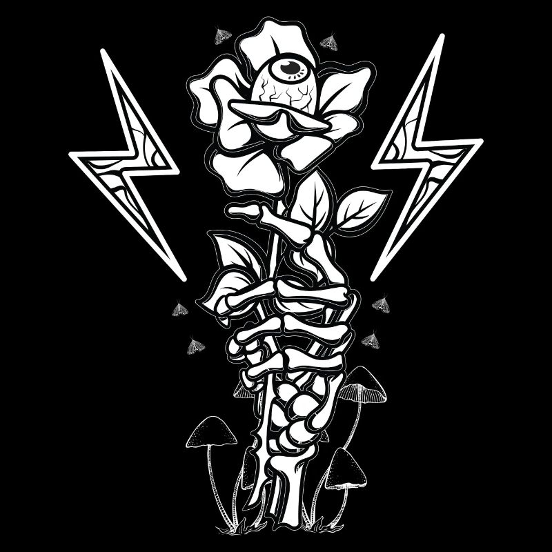 Skeleton Hand holding a Rose - Gothic
