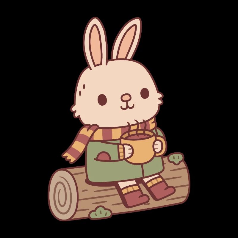 Cute Rabbit With Coffee Cottagecore