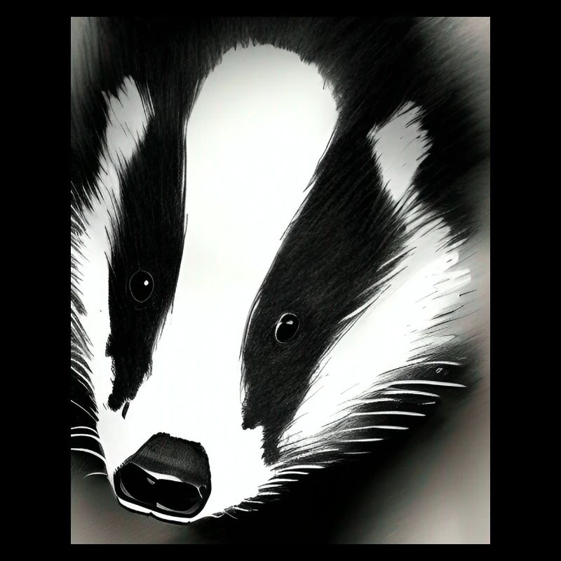 Badger (in german Dachs) cool portrait drawing