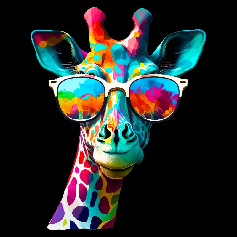 Girafe fun couleur avec lunettes de soleil