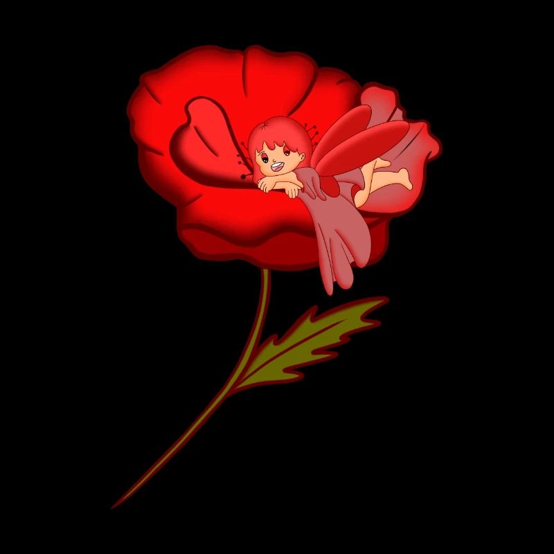 Fée dans un coquelicot