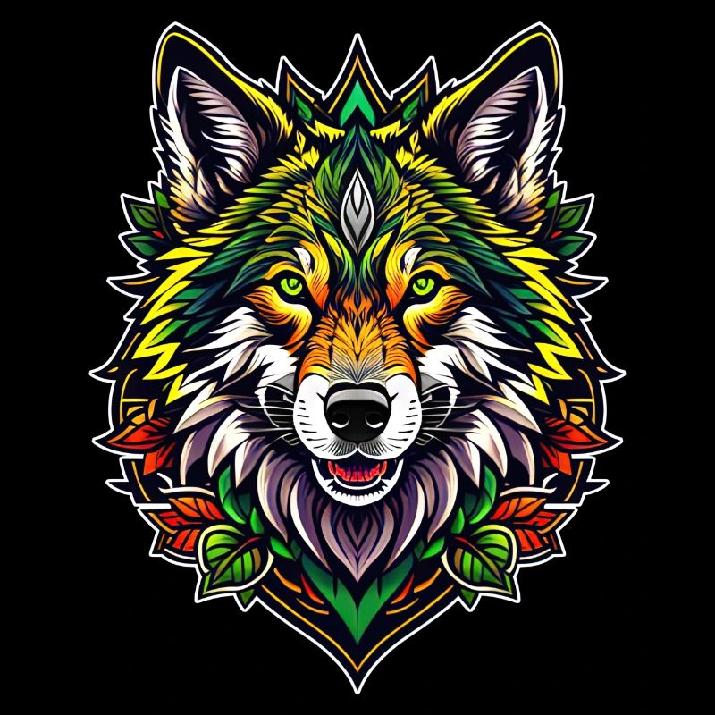 Colourful Wolf Illustration