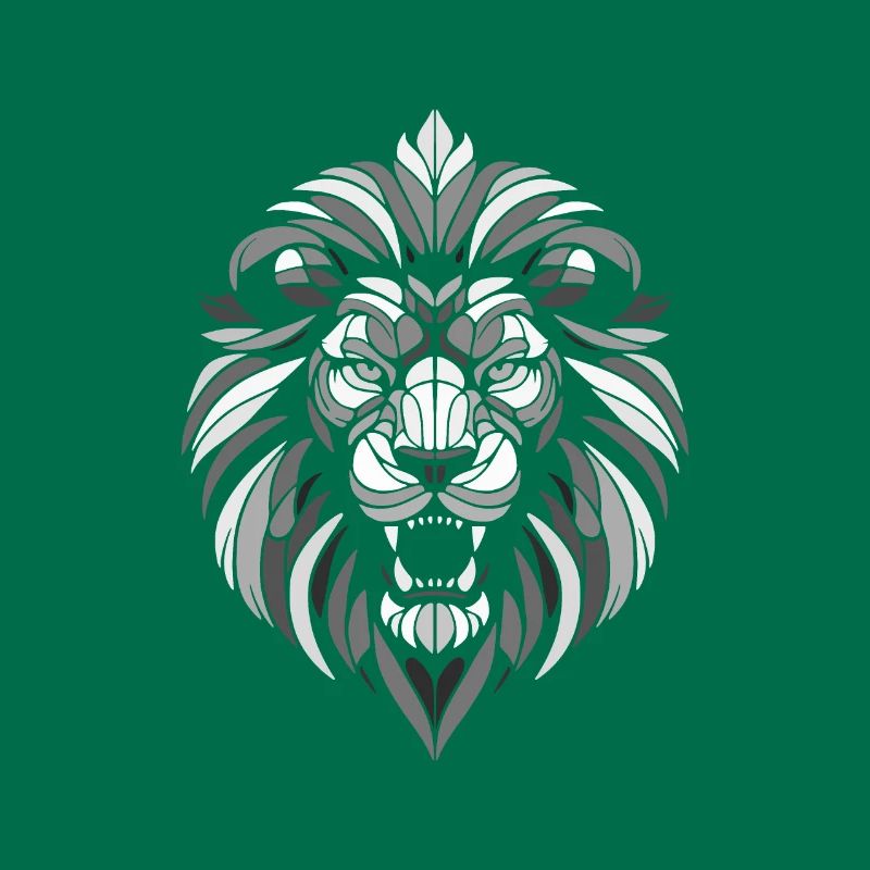Black and white lion head geometric patterns