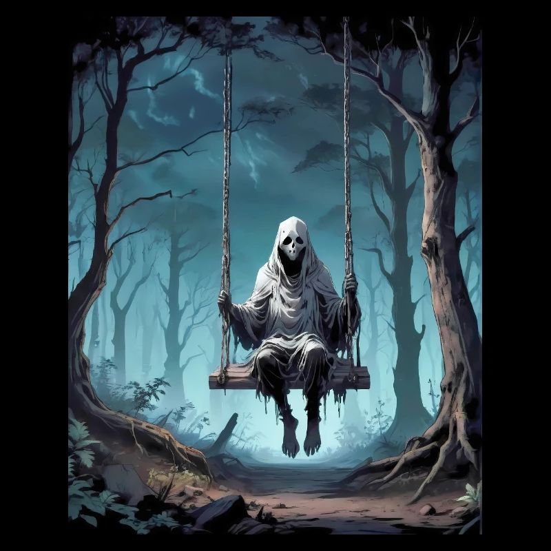 evil ghost swinging in a dark forest monster dark
