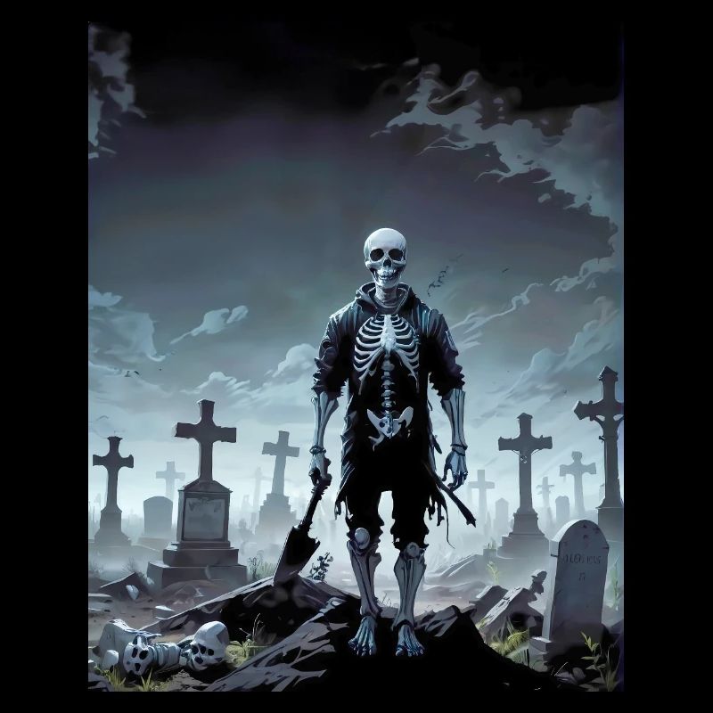evil skeleton at a cemetery monster dark horror