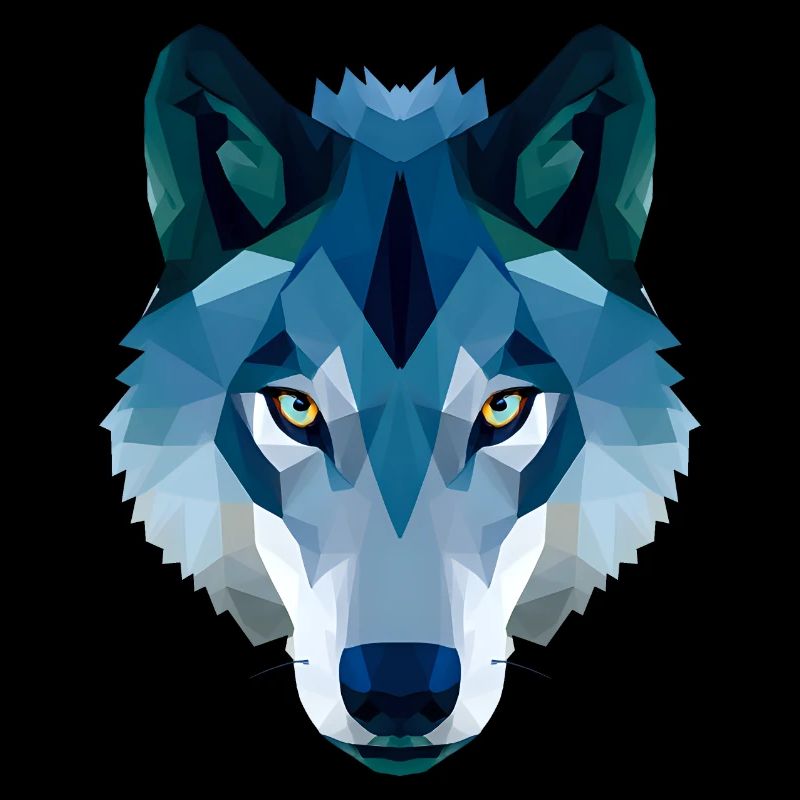 loup polygonal bas en bleu et blanc