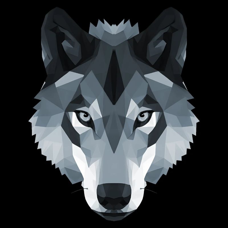 Wolf head low polygon in black and white