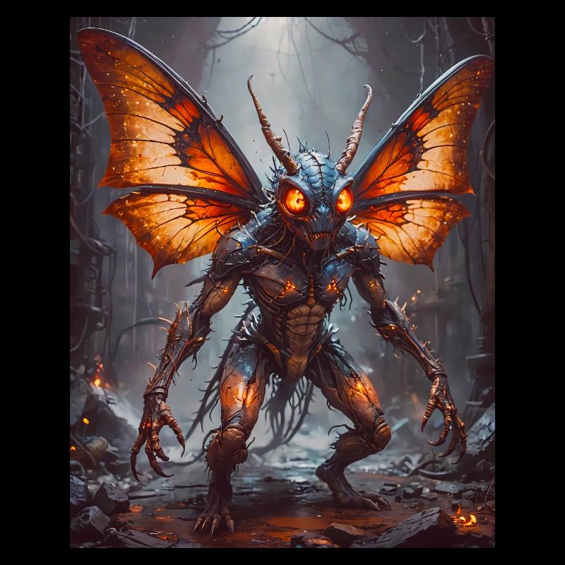 mutant monster half men half insect horror moth