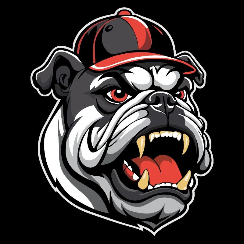 BULLDOG WITH BASEBALL CAP