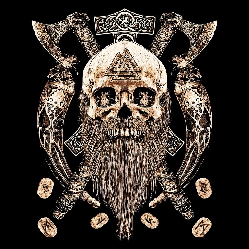 Valhalla Siegel Wikinger Schädel Skelett Goth