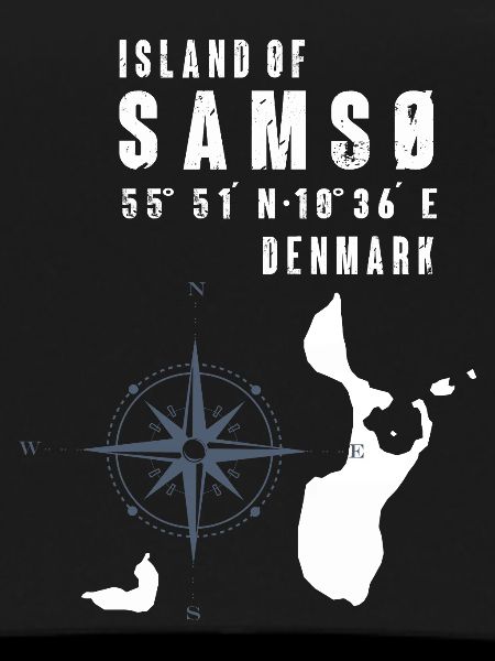 Samsø Samsoe Island Outline Compass