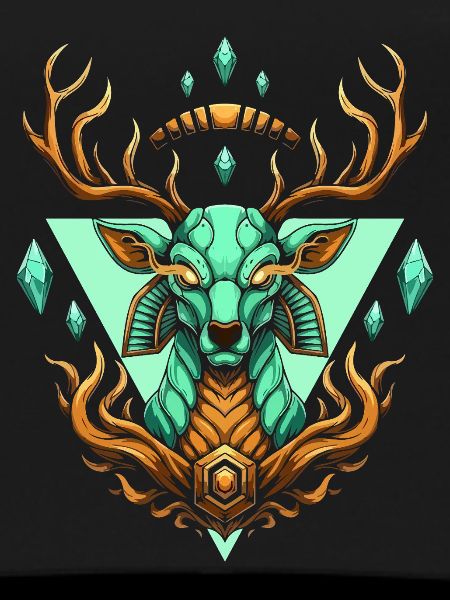 Fairy geometric turquoise deer