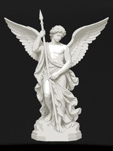 Winged Angel with Spear Illustration