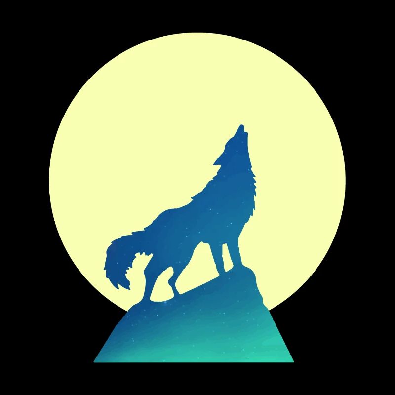 Silhouette de loup lune