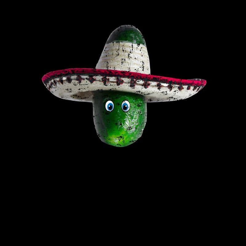 Concombre avec chapeau mexicain et yeux bleus
