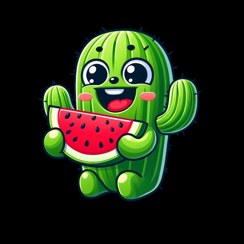 Bande dessinée mignonne de cactus avec pastèque fruitée