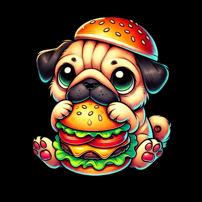 chien mignon carlin hamburger cheeseburger restauration rapide