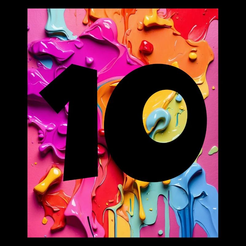 NON. 10 NUMÉRO 10 COLORÉ 10E ANNIVERSAIRE