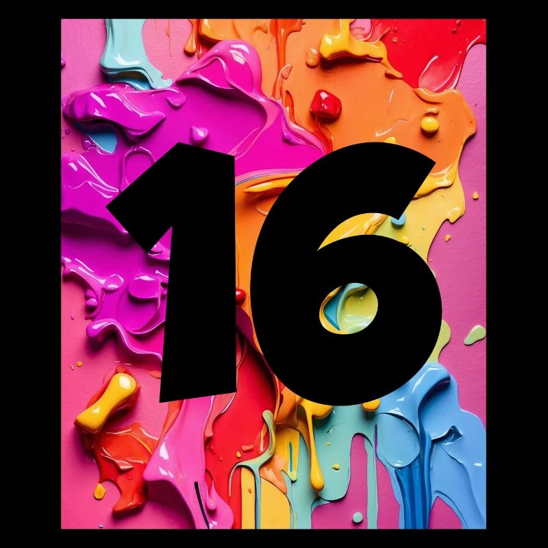 NR. 16 NUMMER 16 BUNT 16. GEBURTSTAG