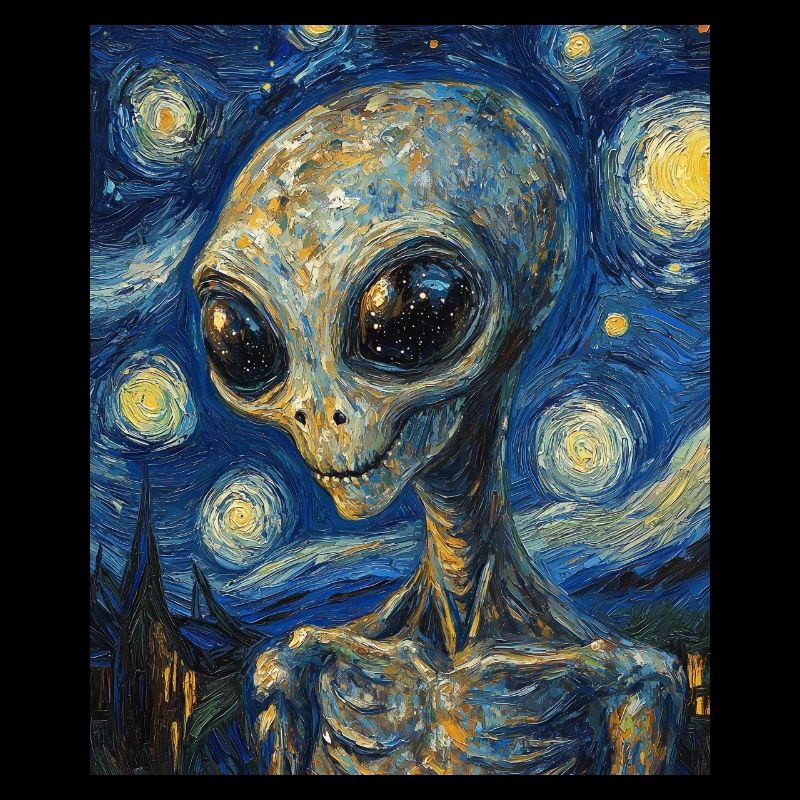 Alien nuit étoilée style van gogh