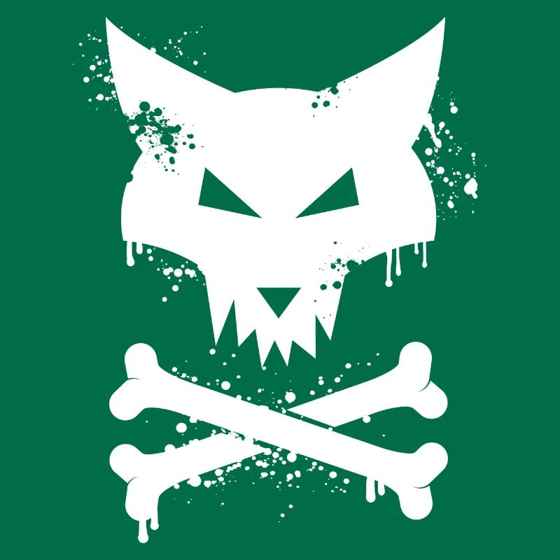Fox head graffiti with bones in white