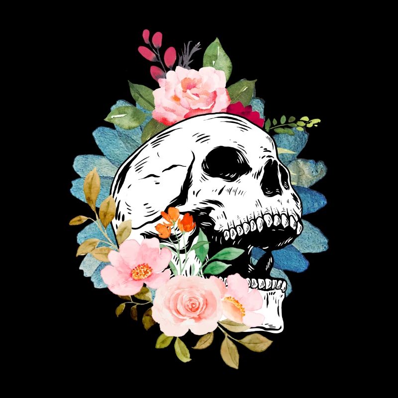 Crâne et fleurs