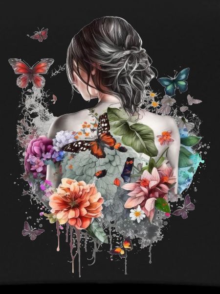 Fille aux papillons