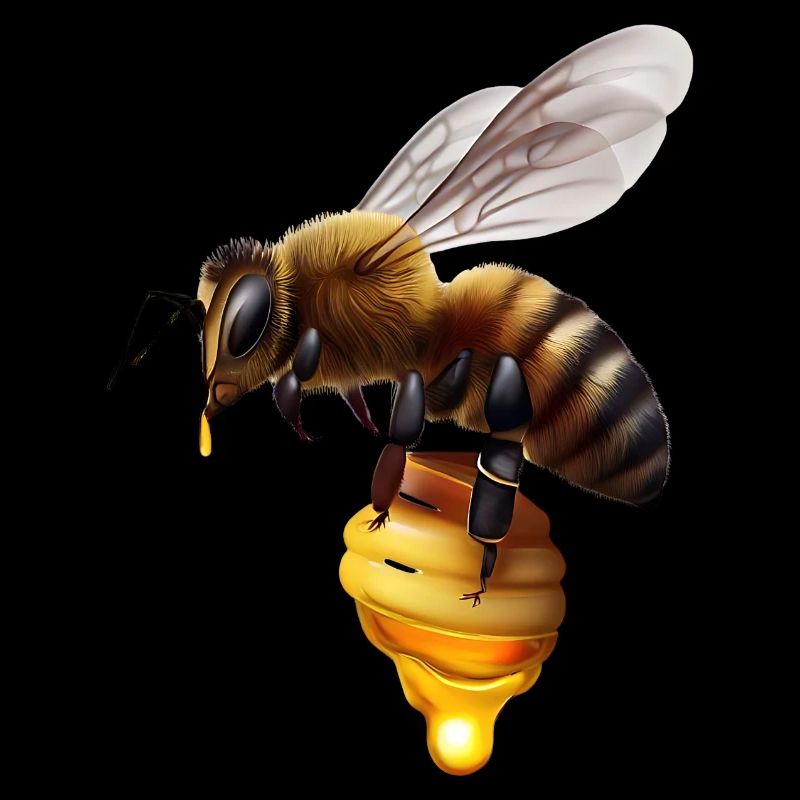 Bee with honeycomb
