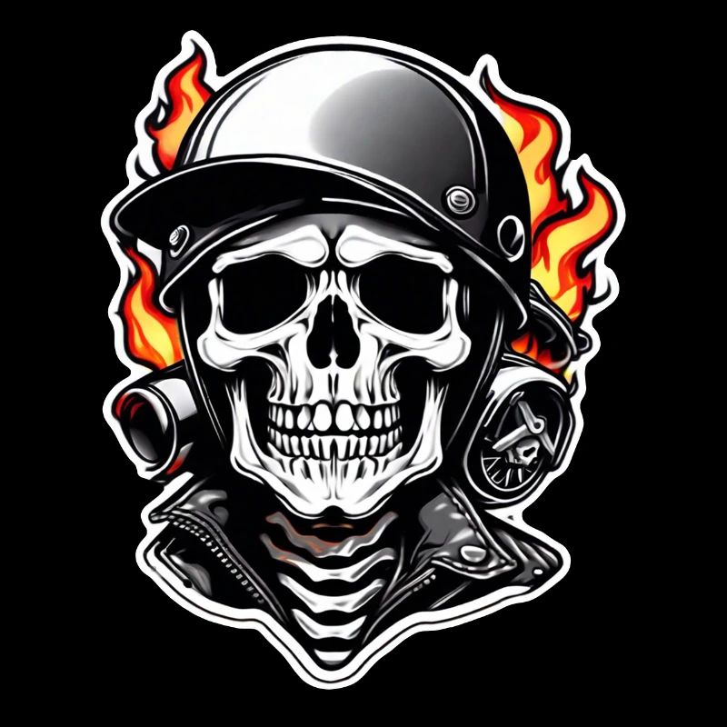 Retro Style Motorcycle - Skull and Skeleton