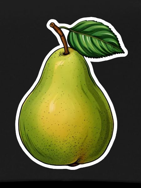 Pear with leaf