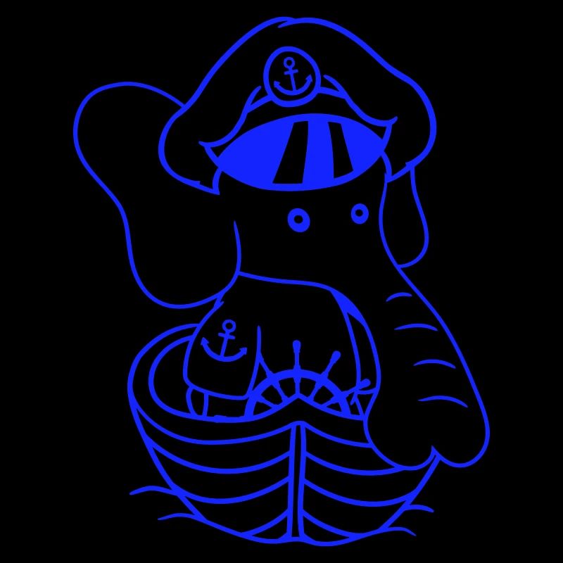 Drôle Petit éléphant bateau capitaine Mignon Mignon