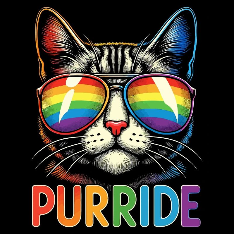 "Purrride" Cool Cat with Rainbow Aviators