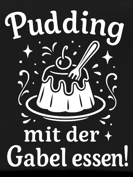 Pudding mit der Gabel Essen