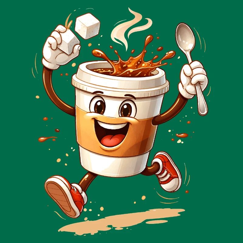 Funny Coffee Mug Comic Illustration