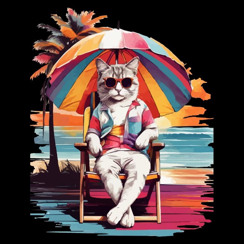 CAT'S BEACH TIME, CAT HOLIDAY AND SUMMER VIBES
