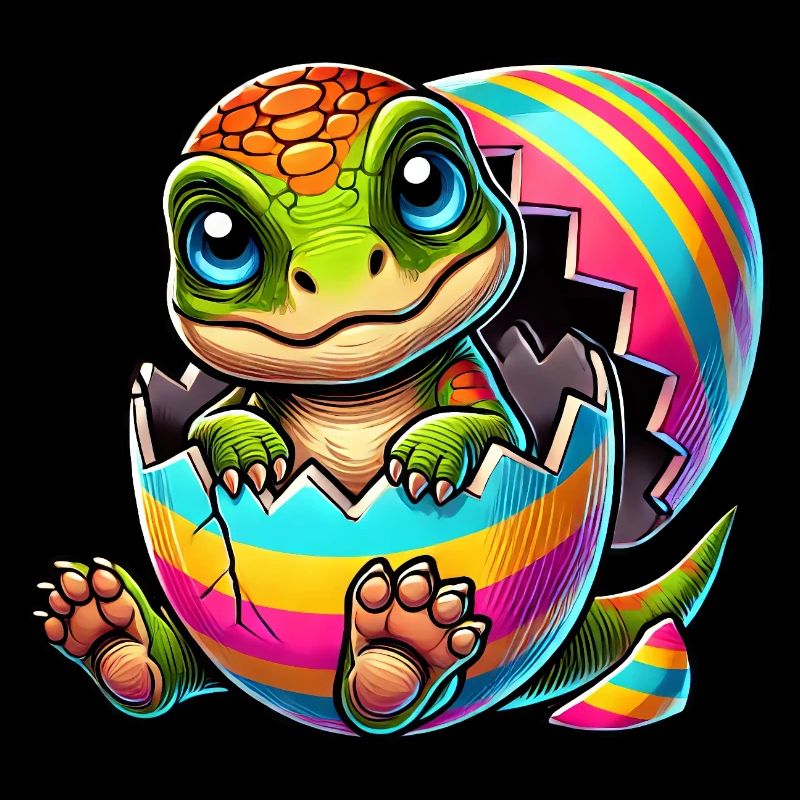 Mignon dino éclosion d’un œuf de Pâques coloré