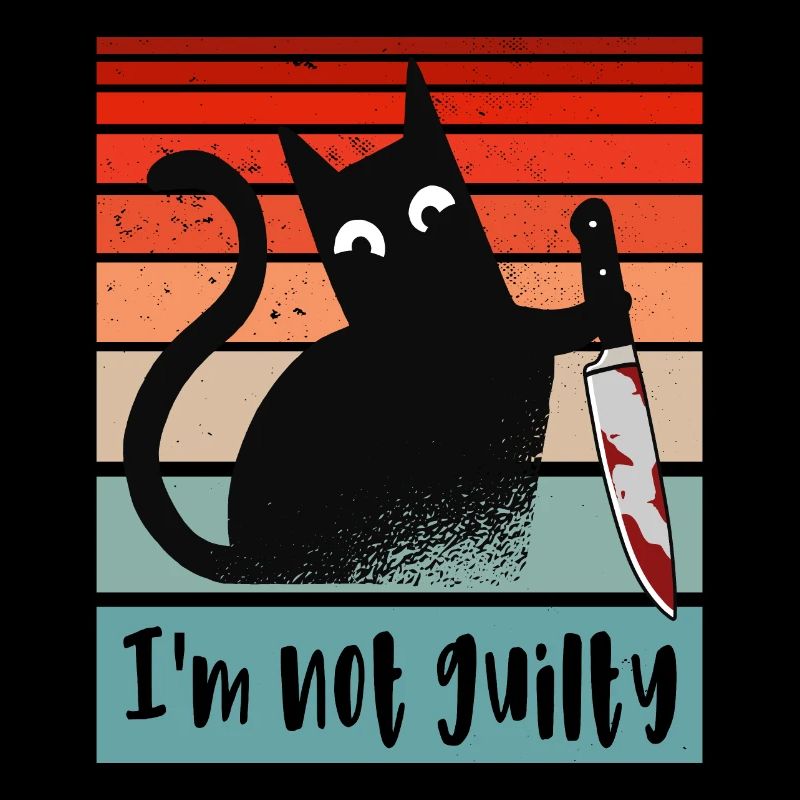 Ich bin unschuldig, Katze mit blutigem Messer