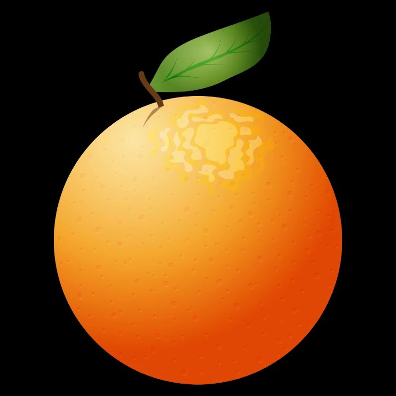 große saftige Orange mit Blatt