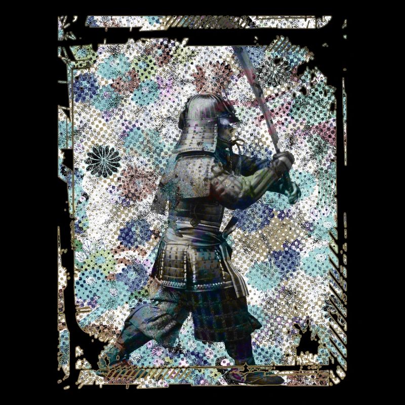 Japanische Samurai Statue Collage Art 92