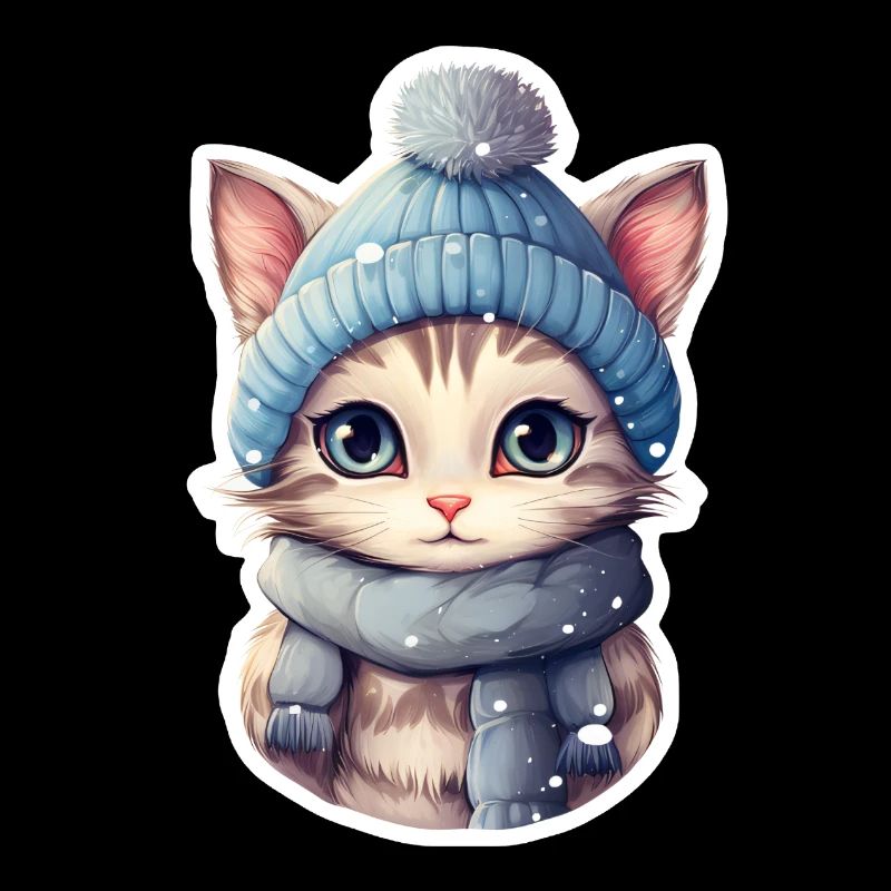 Chat avec chapeau et écharpe