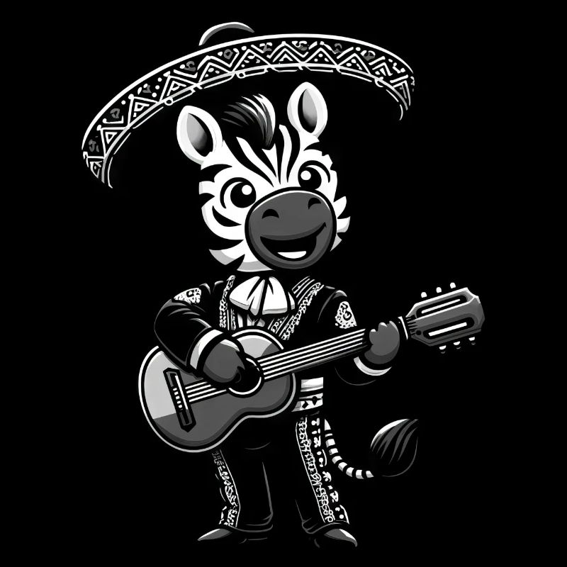 Cinco de Mayo Zebra: Mariachi in black and white