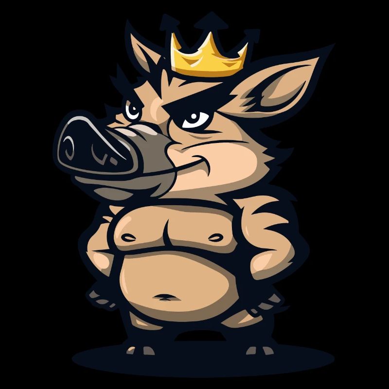 Pig Comic Crown Wild Boar