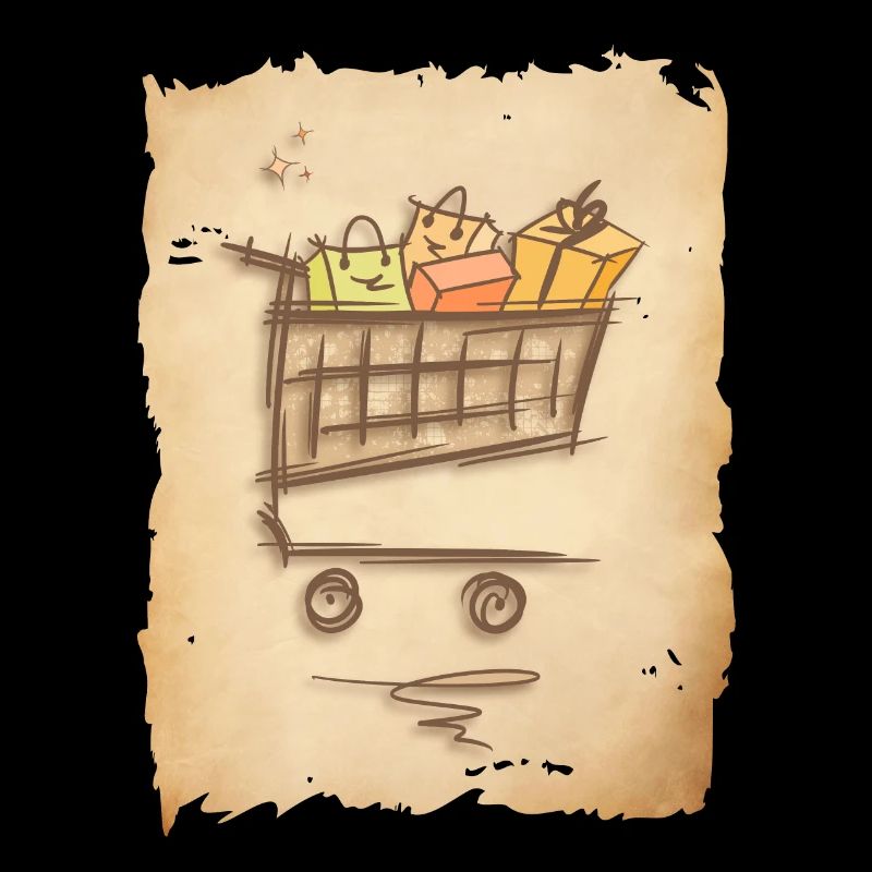 Panier d’épicerie avec des sacs à provisions cadeaux