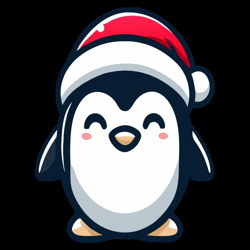 Penguin with Santa hat